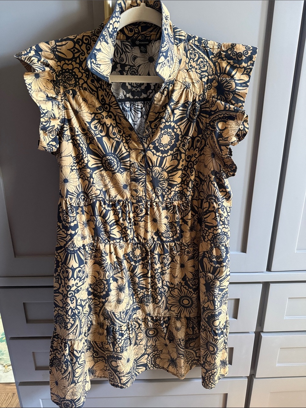 Versona Floral Ruffle Sleeve Tiered Dress -